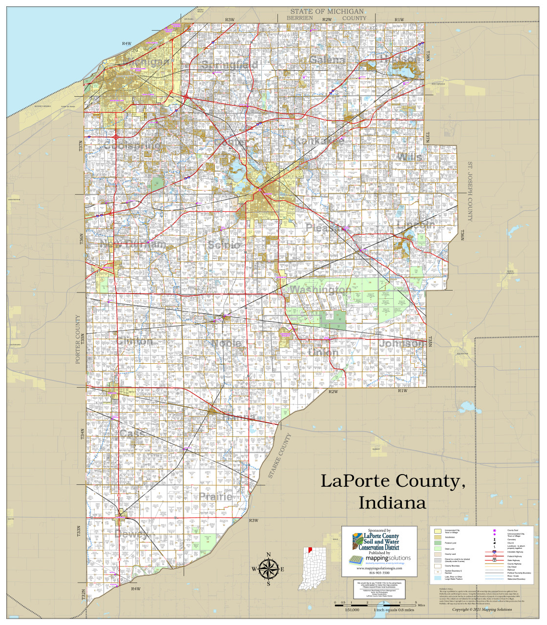 Map of LaPorte County, Indiana